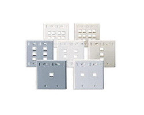 LEVITON  42080-2WP               QuickPort Wallplate with ID Window, Dual Gang, 2-Port, White
