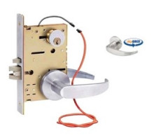 SECURITY DOOR CONTROLS  Z7852LQG               Electrified Mortise Lockset, Fail Secure, Left Hand, Galaxy with Rose Lever Trim, 12/24 Volt DC, 600/300 Milliampere, Outside Locked, Dull Chrome Plated