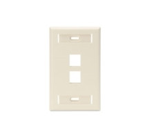 LEVITON  42080-2TS               QuickPort Wallplate with ID Window, Single Gang, 2-Port, Light Almond