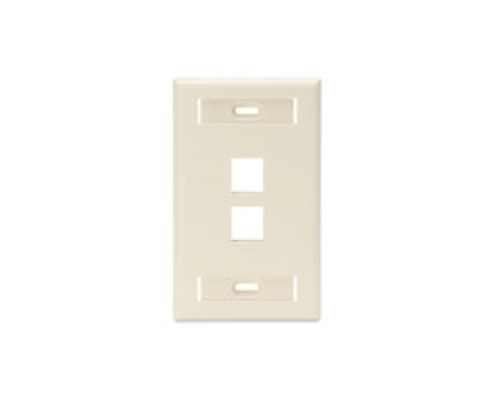 LEVITON  42080-2TS               QuickPort Wallplate with ID Window, Single Gang, 2-Port, Light Almond
