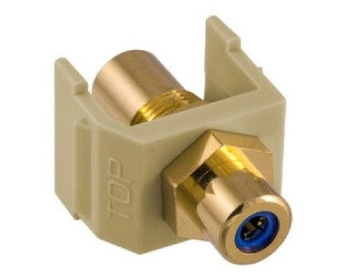 HUBBELL PREMISE WIRING  SFRCBFFEI               INFINe Connector, Audio/Video Connector, RCAGold Pass-thru, F/FCoupler, Electric Ivory/Blue