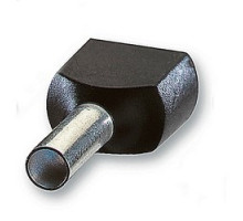 THOMAS & BETTS  F8007               Polypropylene Insulated Twin Ferrule, Length 0.787 in/20mm, Pin Length 0.472 in/12mm, Pin Diameter 0.091 in/2.3mm, Base Diameter 0.252 in/6.4mm, Conductor Range 2x16 AWG/2x1.50mm, Black, Copper, Tin Plate