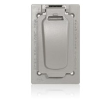 LEVITON  WM1VF-GY               1-gangweatherproof Cover for Decora Or GFCI Receptacle, VerticalFS Box Mount, Die-cast Metallic Enclosure, Flat Lid,weatherproof Gasket And Mounting Screws, 2-year Limited Warranty - Gray