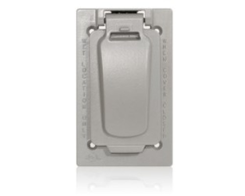 LEVITON  WM1VF-GY               1-gangweatherproof Cover for Decora Or GFCI Receptacle, VerticalFS Box Mount, Die-cast Metallic Enclosure, Flat Lid,weatherproof Gasket And Mounting Screws, 2-year Limited Warranty - Gray