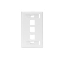 LEVITON  42080-3WS               QuickPort Wallplate with ID Window, Single Gang, 3-Port, White