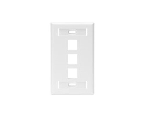 LEVITON  42080-3WS               QuickPort Wallplate with ID Window, Single Gang, 3-Port, White