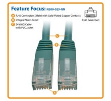 TRIPP LITE N200-025-GN        Cat6 Gigabit Molded Patch Cable RJ45 M/M , Green, 25 ft.
