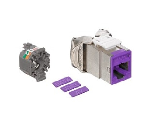 LEVITON  61SJK-RP6               Mod Jack, Atlas-X1, Category 6 Shielded Connector, Purple