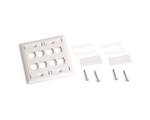 COMMSCOPE ENTERPRISE SOLUTIONS  108685025  M28L-262              L Type Flush Mounted Double Gang Faceplate, Eight Port, White