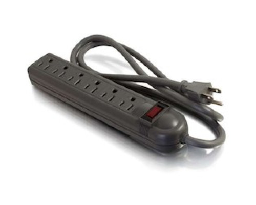 C2G  CG29300  CG29300              C2G 6-Outlet Power Strip - With Surge Suppressor, 14 AWG, 4ft Long - Black