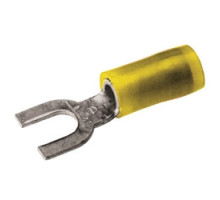 BURNDY  TN1010F  520218              Copper Terminal, Fork Tongue, 12-10 AWG, #8-#10 Stud, Nylon Insulated, Funnel Entry, Tin Plated