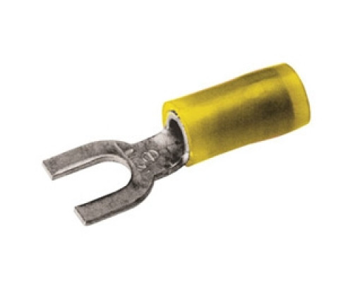 BURNDY  TN108F  520214              Copper Terminal, Fork Tongue, 12-10 AWG, #6-#8 Stud, Nylon Insulated, Funnel Entry, Tin Plated