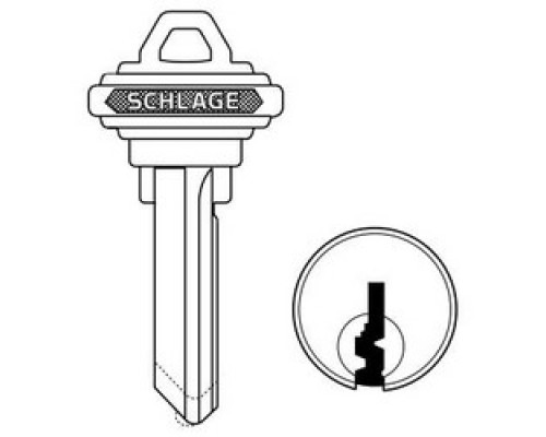 SCHLAGE ALLEGION BRAND  35-131-EF-XQ06-878        Door Lock Cylinder Key Blank, Classic, Conventional, Plain Bow, 6-Pin Cylinder, EF Keyway, Nickel Silver, With DO NOT DUPLICATE Stamp