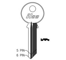 KABA ILCO CORP  998VB NP A17  AA46004212              Cylinder Lock Key Blank, 6-Pin, Sectional, Brass, Nickel Plated, 17 Price Group, For Yale