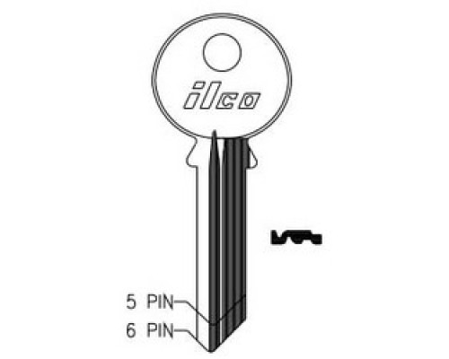 KABA ILCO CORP  998VB NP A17  AA46004212              Cylinder Lock Key Blank, 6-Pin, Sectional, Brass, Nickel Plated, 17 Price Group, For Yale