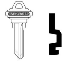 SCHLAGE ALLEGION BRAND  35-100-H        Door Lock Cylinder Key Blank, Classic, Conventional, Embossed, Standard Bow, 5-Pin Cylinder, H Keyway, Nickel Silver