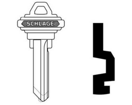 SCHLAGE ALLEGION BRAND  35-100-H        Door Lock Cylinder Key Blank, Classic, Conventional, Embossed, Standard Bow, 5-Pin Cylinder, H Keyway, Nickel Silver