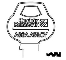 CORBIN RUSSWIN INC  H1-6PIN-10               Door Lock Key Blank, Cylinder, Single-Section, Standard, 6-Pin, DH-Class Bitting, Coined Logo Bow