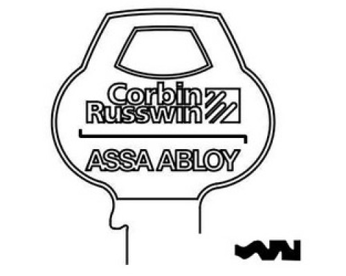 CORBIN RUSSWIN INC  H1-6PIN-10               Door Lock Key Blank, Cylinder, Single-Section, Standard, 6-Pin, DH-Class Bitting, Coined Logo Bow