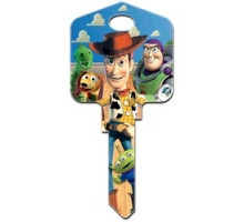 HOWARD KEYS  SC1-D63               Decorative Key Blank, Schlage, Large Headed, Painted, Disney Buzz and Woody Design, Individually Carded