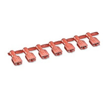 THOMAS & BETTS  RA250DF-PS               Plastic Strip Fully Insulated Nylon Female Disconnect Terminals for Wire Range 22-16, Tab Size 0.250 x 0.032, Red