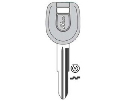 KABA ILCO CORP  MIT8-PT NP  IAX00001042              Vehicle Key Blank, Transponder Key, Brass, Nickel Plated, For Mitsubishi