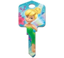 HOWARD KEYS  SC1-D47               Decorative Key Blank, Schlage, Large Headed, Painted, Disney Tinker Bell Fairies Design, Individually Carded