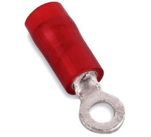 THOMAS & BETTS  RA323NP               Nylon Insulated Ring Terminal, Length 0.72in, Width 0.23in, Max Insulation 0.136, Bolt Hole #4, Wire Range #22-#16 AWG, Red, Copper, Nickel Plated, 1,000 Pack