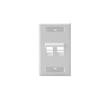 LEVITON  42081-2WS               Wall Plate, 2-Port Single-Gang, Angled, With ID Windows, White