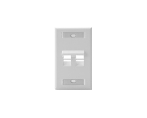 LEVITON  42081-2WS               Wall Plate, 2-Port Single-Gang, Angled, With ID Windows, White
