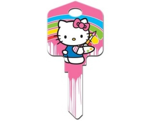 HOWARD KEYS  SC1-SR7               Decorative Key Blank, Schlage, Large Headed, Painted, Hello Kitty Paint Design, Individually Carded