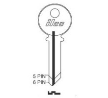 KABA ILCO CORP  1023 NP A02  AL4209600B              Cylinder Lock Key Blank, 5-Pin, Brass, Nickel Plated, 2 Price Group, For Clinton