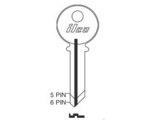 KABA ILCO CORP  1023 NP A02  AL4209600B              Cylinder Lock Key Blank, 5-Pin, Brass, Nickel Plated, 2 Price Group, For Clinton