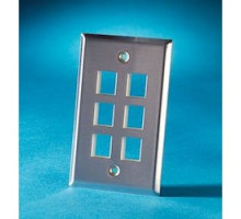 ORTRONICS  KSSS6               Single gang stainless steel faceplate, holds six Keystone jacks or modules