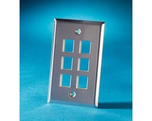 ORTRONICS  KSSS6               Single gang stainless steel faceplate, holds six Keystone jacks or modules
