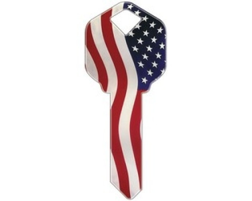 HOWARD KEYS  KW-HK1               Decorative Key Blank, Kwikset, Stars N Stripes Design
