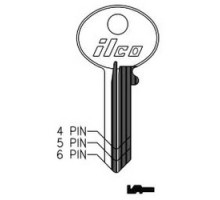 KABA ILCO CORP  1003A NP A08  AA32047002              Cylinder Lock Key Blank, 5-Pin, Sectional, Brass, Nickel Plated, 8 Price Group, For Corbin Cabinet Lock