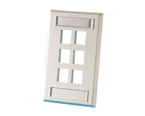 ORTRONICS  KSFP6  OR-KSFP6              Single gang plastic faceplate, holds six Keystone jacks or modules, Fog White