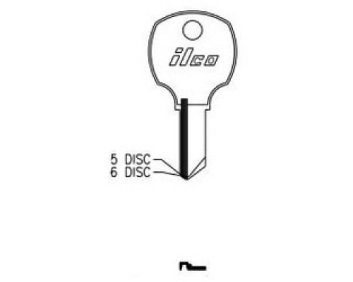 KABA ILCO CORP  1069M NP A04  AL2817601B              Cylinder Lock Key Blank, 6-Disc, Brass, Nickel Plated, 4 Price Group, For National Cabinet Lock