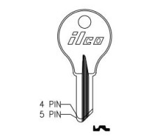 KABA ILCO CORP  01014J NP A15  AA29750022              Cylinder Lock Key Blank, 5-Pin, Brass, Nickel Plated, 15 Price Group, For Eagle Lock