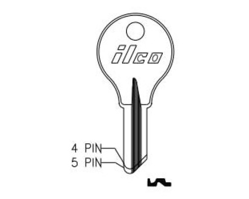 KABA ILCO CORP  01014J NP A15  AA29750022              Cylinder Lock Key Blank, 5-Pin, Brass, Nickel Plated, 15 Price Group, For Eagle Lock