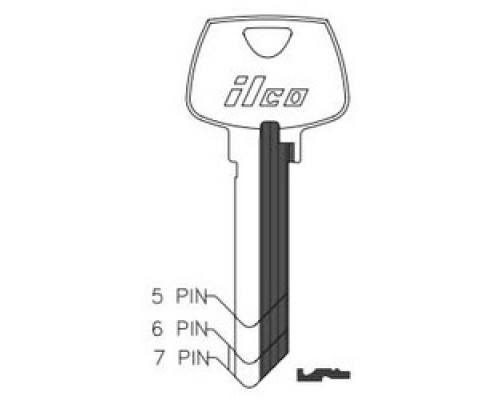 KABA ILCO CORP  1007LA NS A29  AA45063463              Cylinder Lock Key Blank, 5-Pin, Sectional, Natural Nickel Silver, 4 Price Group, For Sargent