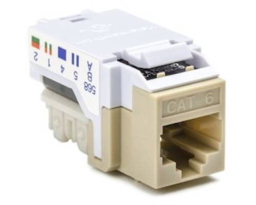 HELLERMANNTYTON  RJ45FC6B-I               Category 6 Modular Keystone Jack Bulk Pack, Plenum Rated, Ivory, 50/box