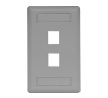 HUBBELL PREMISE WIRING  IFP12GY               Plate, Wall, Flush, 1-G, 2Port, Gray