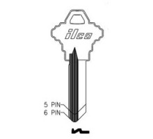 KABA ILCO CORP  1145 NP A02  AL4325200B              Cylinder Lock Key Blank, 5-Pin, Brass, Nickel Plated, 2 Price Group, For Schlage