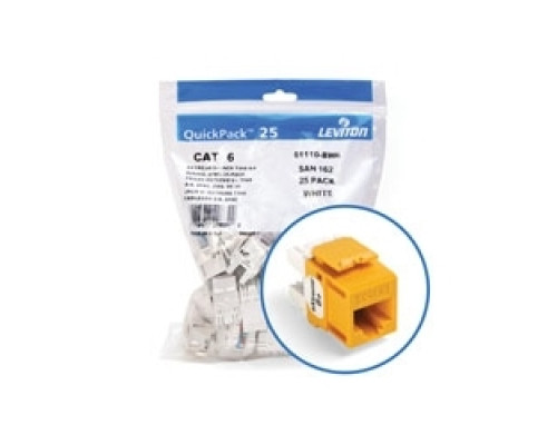 LEVITON  61110-BY6               eXtreme 6+ QuickPort Connector Quickpack, Category 6, 25-pack, Yellow