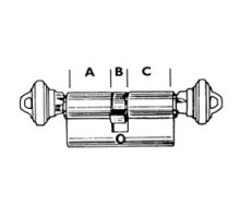 KABA ILCO CORP  53225SC-03-OB               Mortise Lock Cylinder, 5-Pin, Double Profile, Schlage C Keyway, 0-Bitted, Keyed Both Side, 2.75