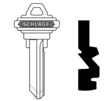 SCHLAGE ALLEGION BRAND  35-101-J        Door Lock Cylinder Key Blank, Classic, Conventional, Embossed, Standard Bow, 6-Pin Cylinder, J Keyway, Nickel Silver