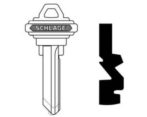 SCHLAGE ALLEGION BRAND  35-101-J        Door Lock Cylinder Key Blank, Classic, Conventional, Embossed, Standard Bow, 6-Pin Cylinder, J Keyway, Nickel Silver