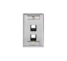 LEVITON  43081-1L2               Wall Plate, 2-Port Single-Gang, Angled, With ID Windows, Stainless Steel